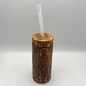 Disney Parks Plastic Enchanted Tiki Room Totem Pole Sipper Dole Whip Tumbler